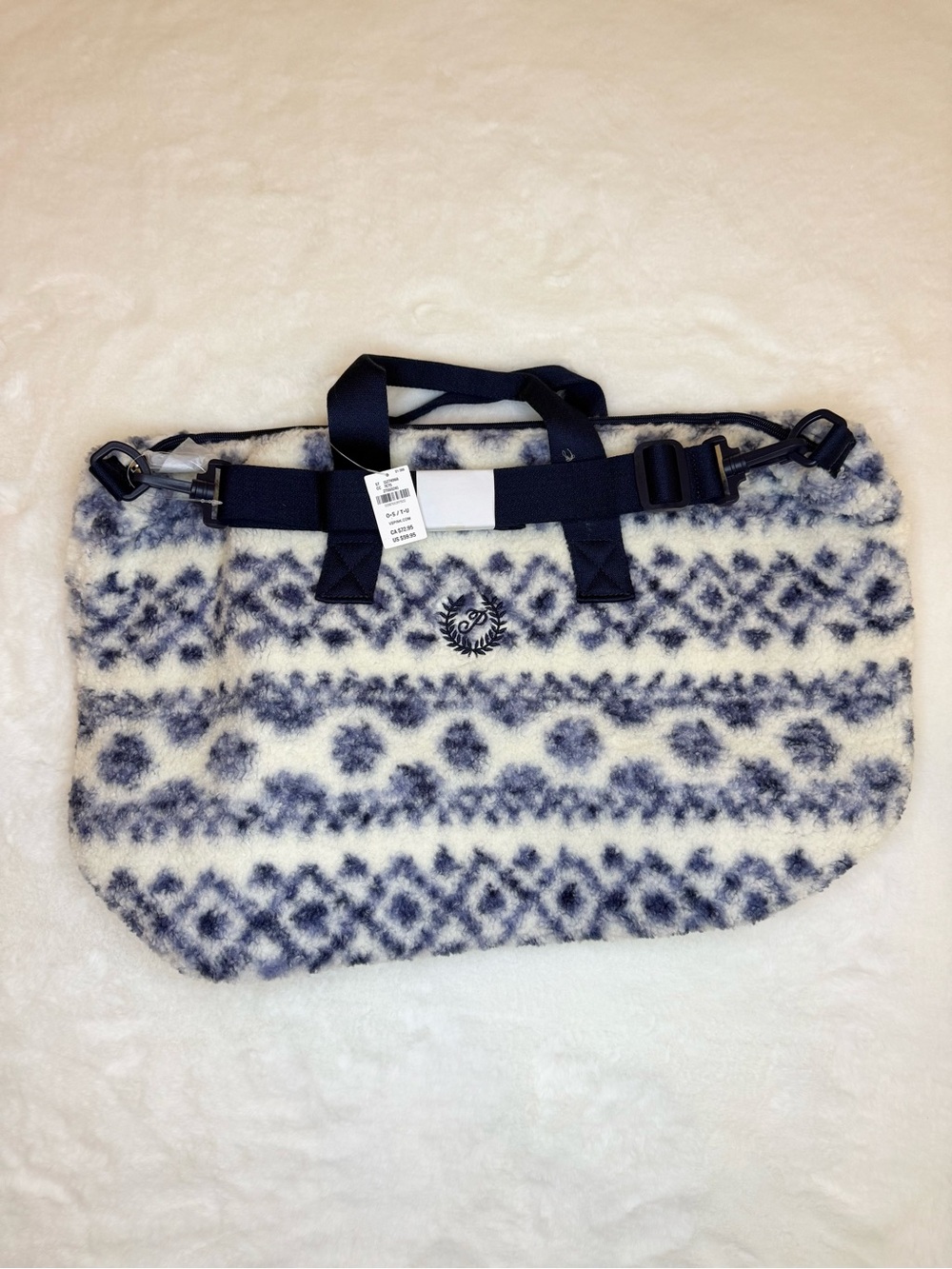 PINK Victoria's Secret Plush Nordic Tote - Navy & Cream